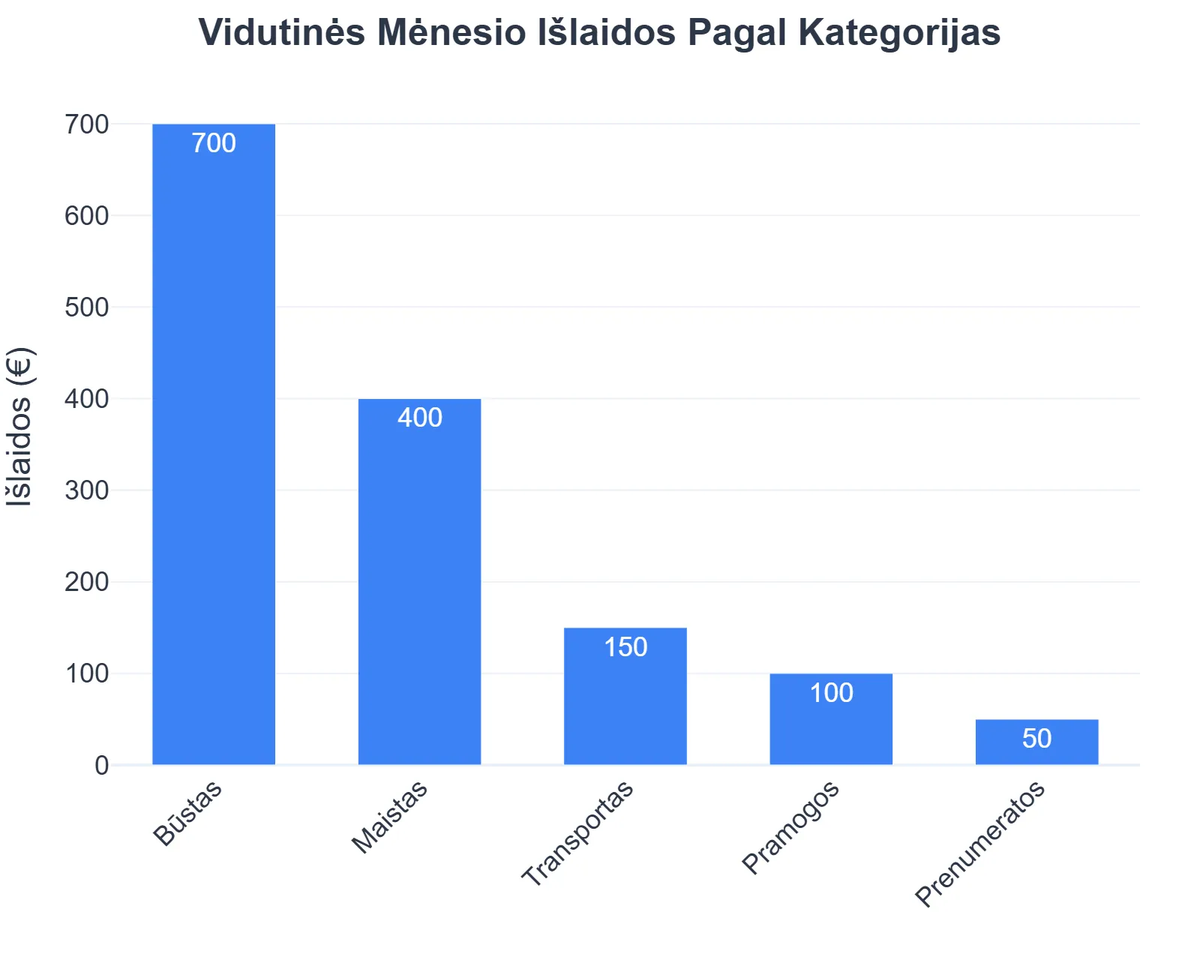 Vidutinės Mėnesio Išlaidos Pagal Kategorijas