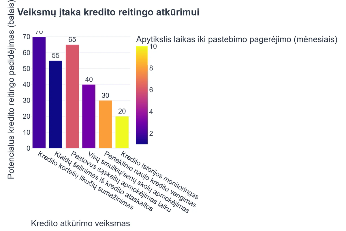 Veiksmų įtaka kredito reitingo atkūrimui