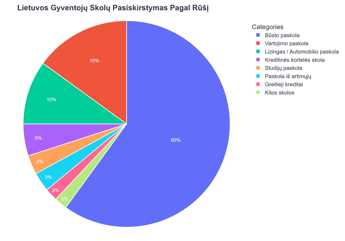 Lietuvos Gyventojų Skolų Pasiskirstymas Pagal Rūšį