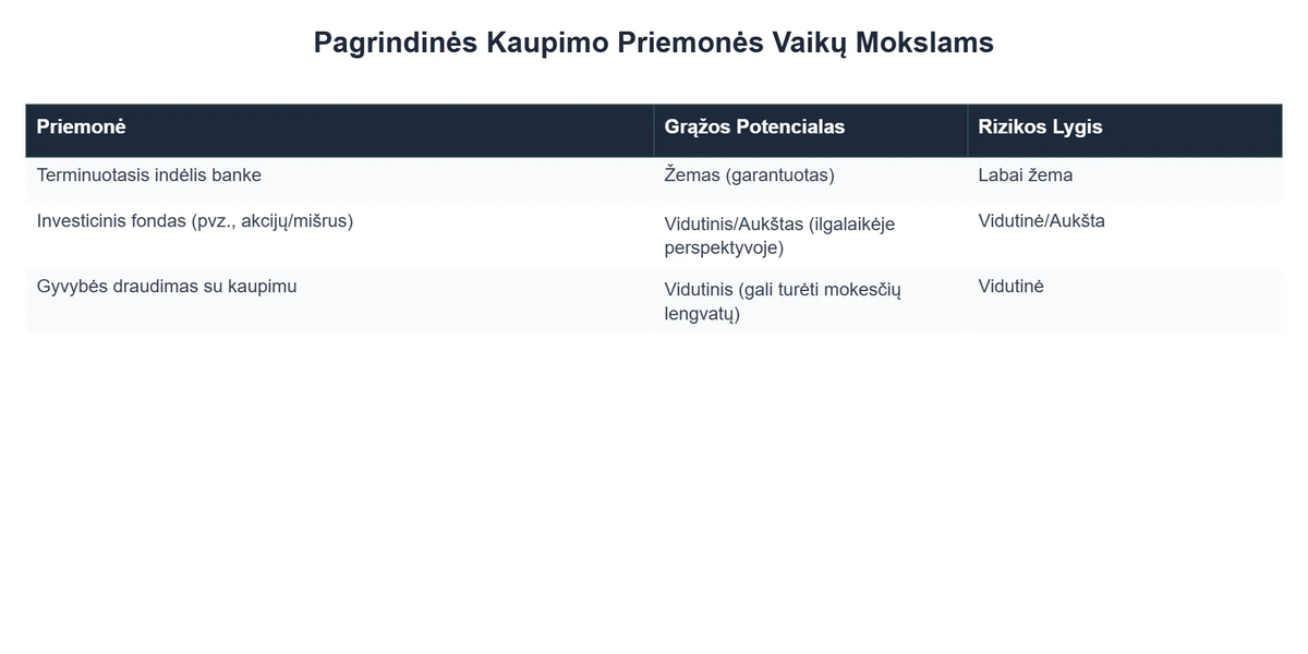 Pagrindinės Kaupimo Priemonės Vaikų Mokslams