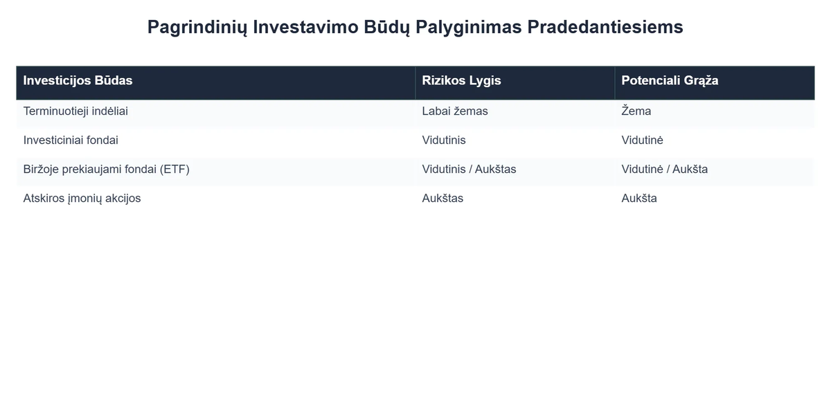 Pagrindinių Investavimo Būdų Palyginimas Pradedantiesiems