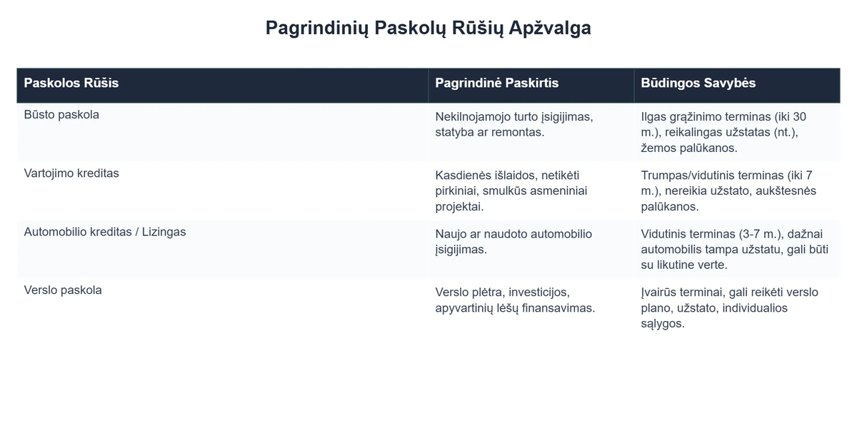 Pagrindinių Paskolų Rūšių Apžvalga
