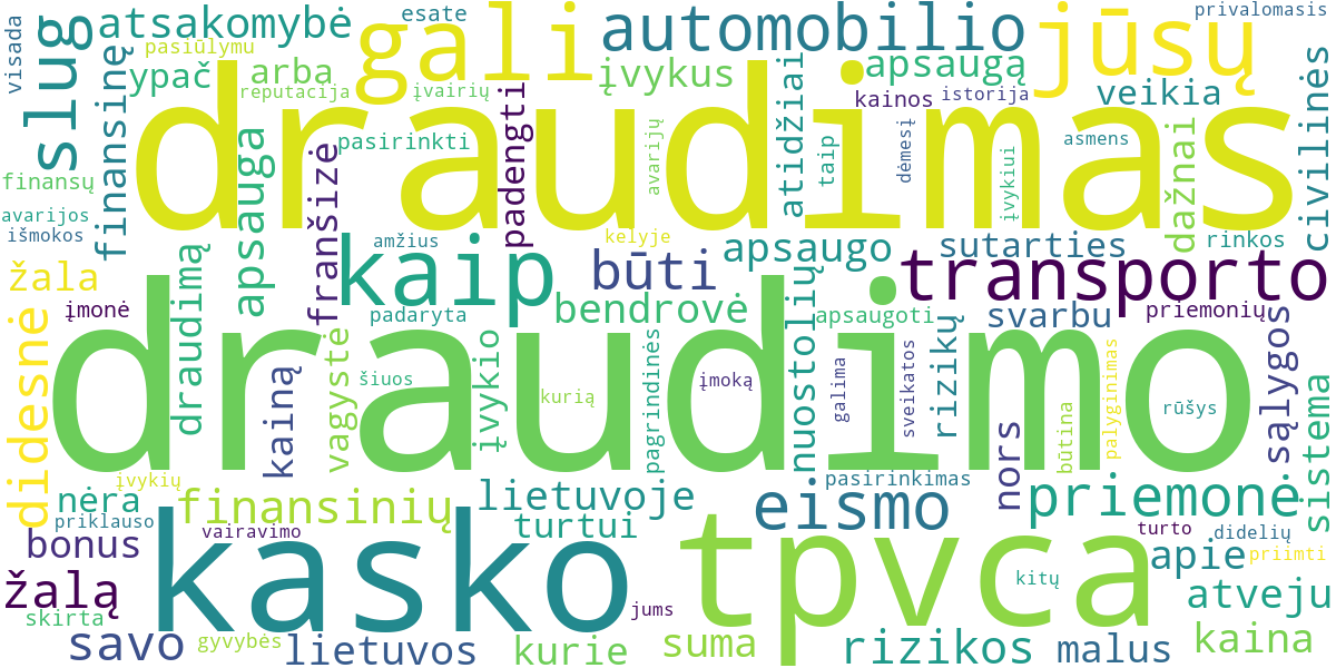 Word cloud for article: Automobilio Draudimas: TPVCA ir Kasko Apžvalga