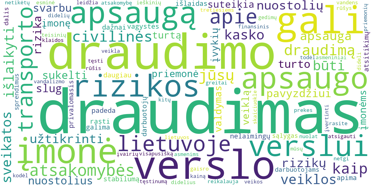 Word cloud for article: Draudimas Verslui Lietuvoje: Visapusiška Apsauga Nuo Rizikų ir Finansinių Nuostolių