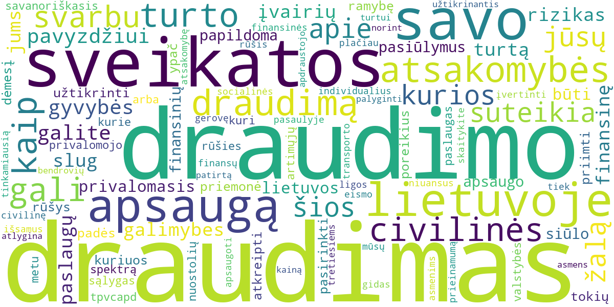Word cloud for article: Draudimo Rūšys Lietuvoje: Išsamus Gidas Pasirenkant Jums Reikalingą Apsaugą