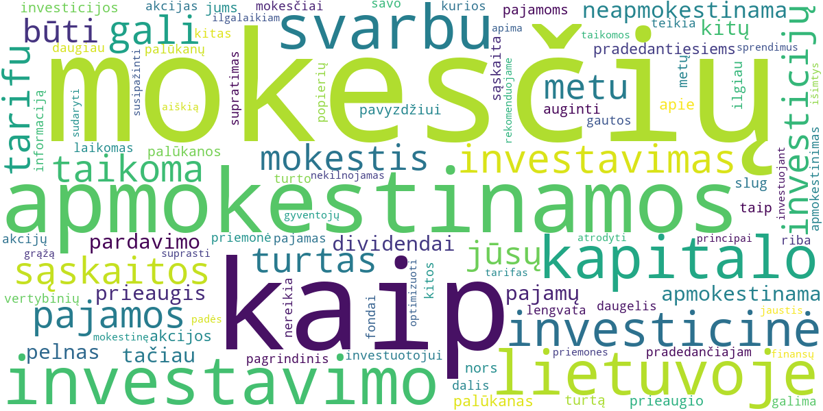 Word cloud for article: Mokesčiai Investuojant Lietuvoje: Ką Turi Žinoti Pradedantysis Investuotojas