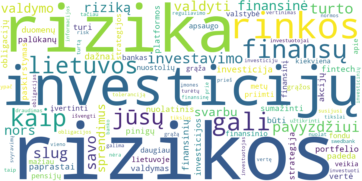 Word cloud for article: Mokslas apie Riziką: Investicijų Valdymas ir Apsauga