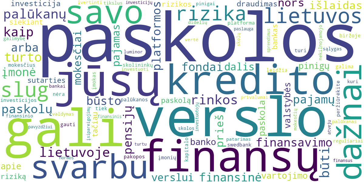 Word cloud for article: Paskolos Verslui: Visapusiškas Vadovas Jūsų Įmonės Plėtrai