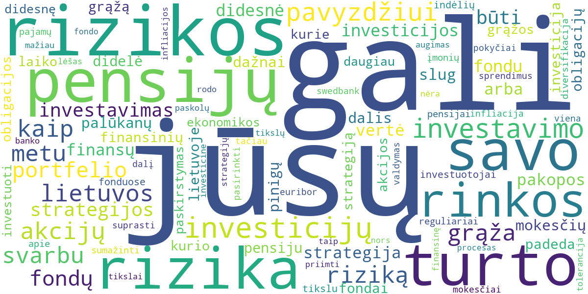 Word cloud for article: Pensijų Fondų Investicinės Strategijos ir Jų Įtaka Grąžai