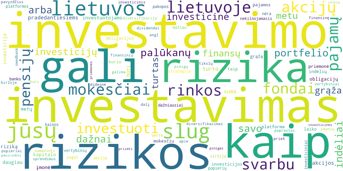 Word cloud for article: Pradžiamokslis Investicijoms: Pirmieji Žingsniai ir Esminiai Principai